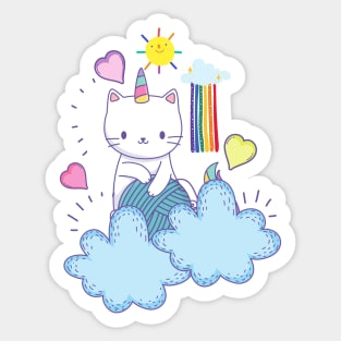 Caticorn with Yarn Sticker